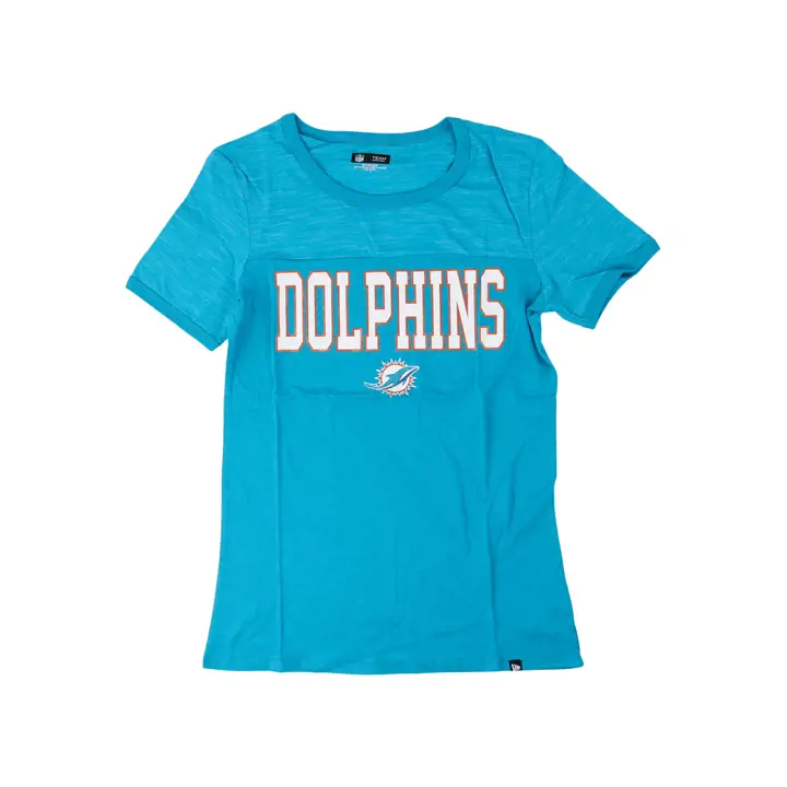 T-shirt Miami Dolphins NFL pour femme, col rond, manches courtes, motif chiné inversé