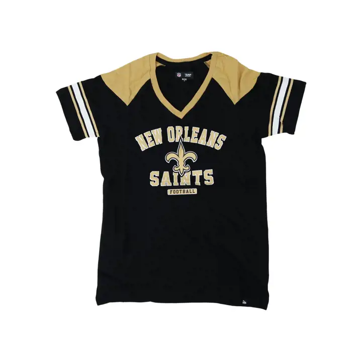 T-shirt à manches courtes raglan rayé NFL New Orleans Saints pour femme