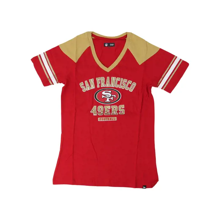 San Francisco 49ers NFL Femme Manches Courtes Manches Raglan Rayures Te