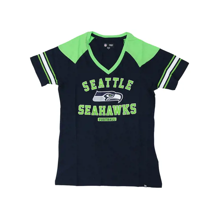 T-shirt Femme NFL Seattle Seahawks Manches Courtes Raglan Rayures 2
