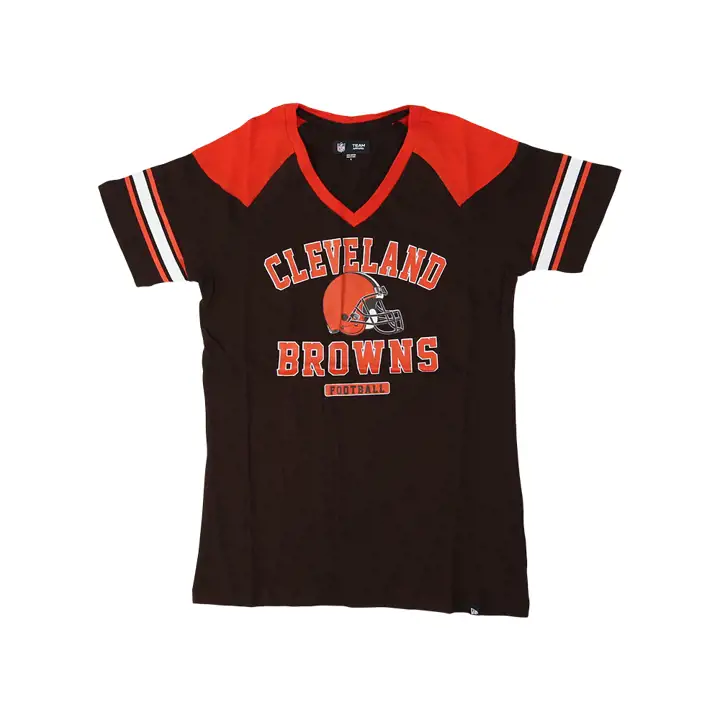 T-shirt Femme NFL Cleveland Browns Manches Courtes Raglan Rayures