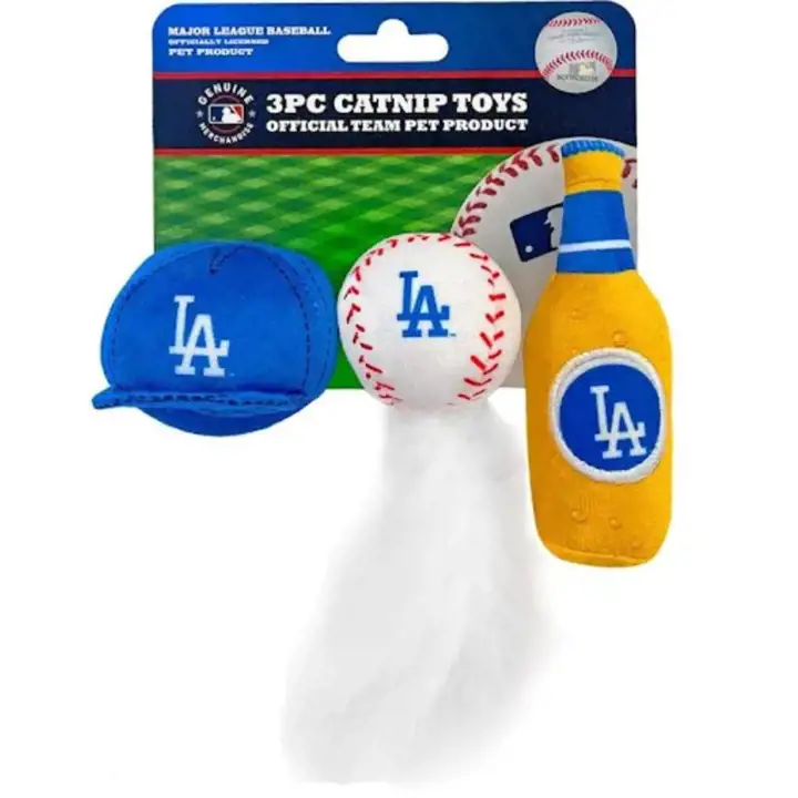 Jouets avec herbe à chat, lot de 3, Los Angeles Dodgers