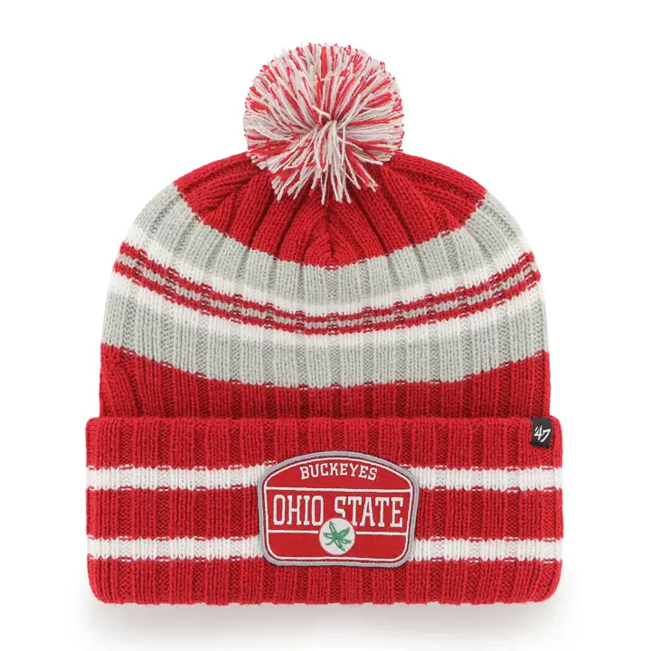 BONNET CUFF KNIT ROUGE OHIO STATE BUCKEYES NCAA PATCH MAISON '47