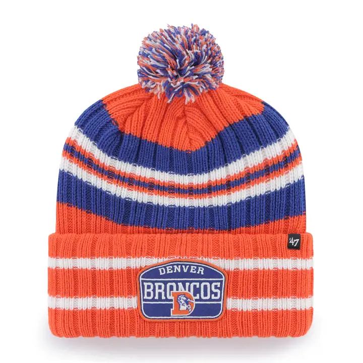 DENVER BRONCOS NFL Bonnet « Home Patch » de '47, tricoté, style classique, orange