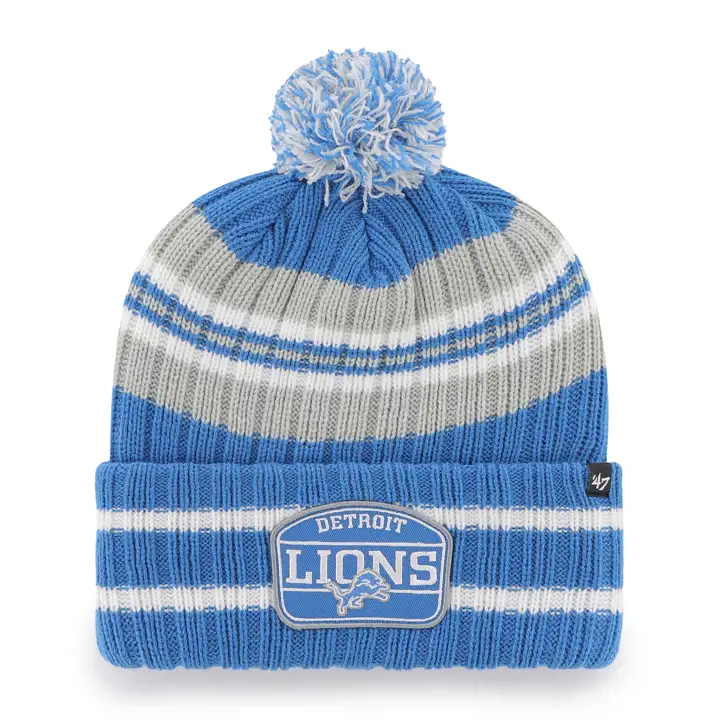 Bonnet tricoté avec revers « Detroit Lions NFL Home Patch '47 » bleu