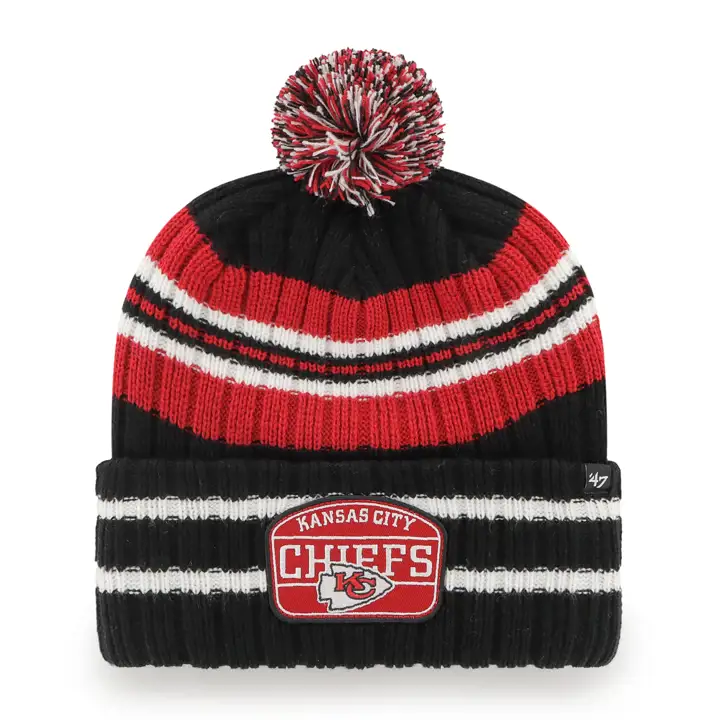 BONNET À REVERS EN TRICOT '47 NFL KANSAS CITY CHIEFS PATCH DOMICILE NOIR