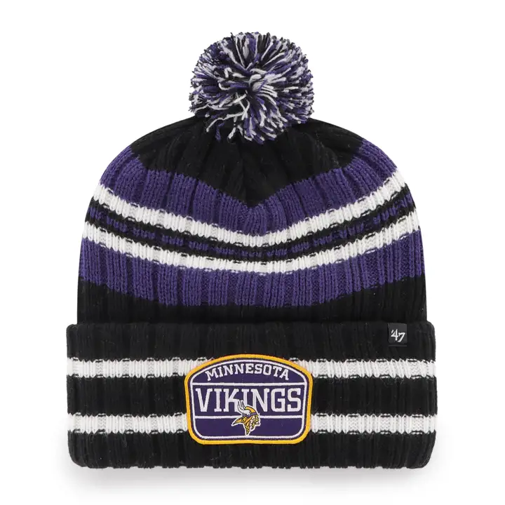 MINNESOTA VIKINGS NFL Bonnet en tricot avec revers « 47 » noir