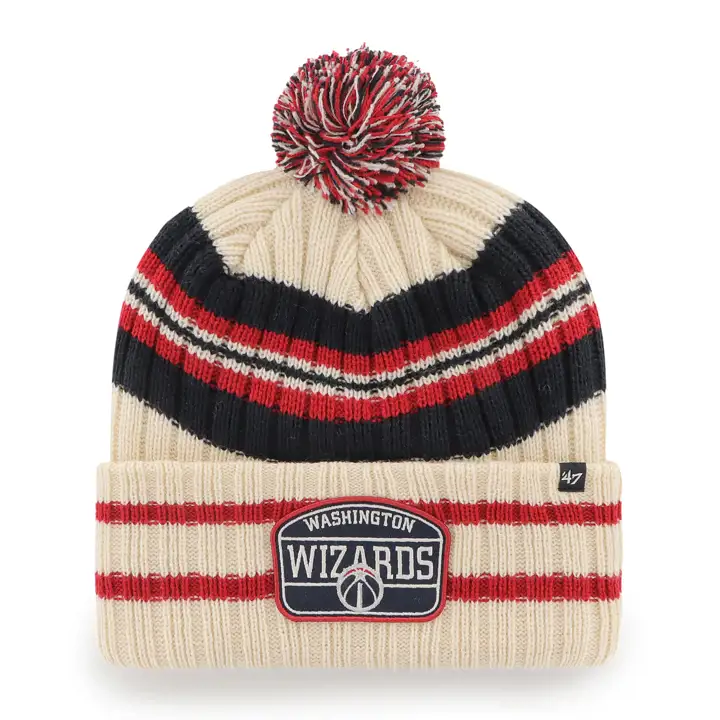 Washington Wizards NBA Bonnet Écusson Tricot Naturel/Bleu Marine/Rouge