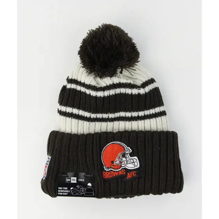 Cleveland Browns 22 NFL Bonnet tricoté de sport pour enfants ivoire/marron