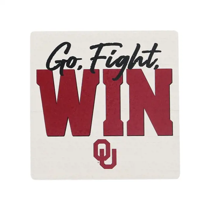 Sous-verres en céramique Oklahoma Sooners - Allez, battez-vous, gagnez ast