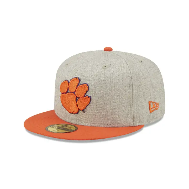 Casquette ajustée 59FIFTY NCAA Heathered Patch des Clemson Tigers par New Era, gris chiné