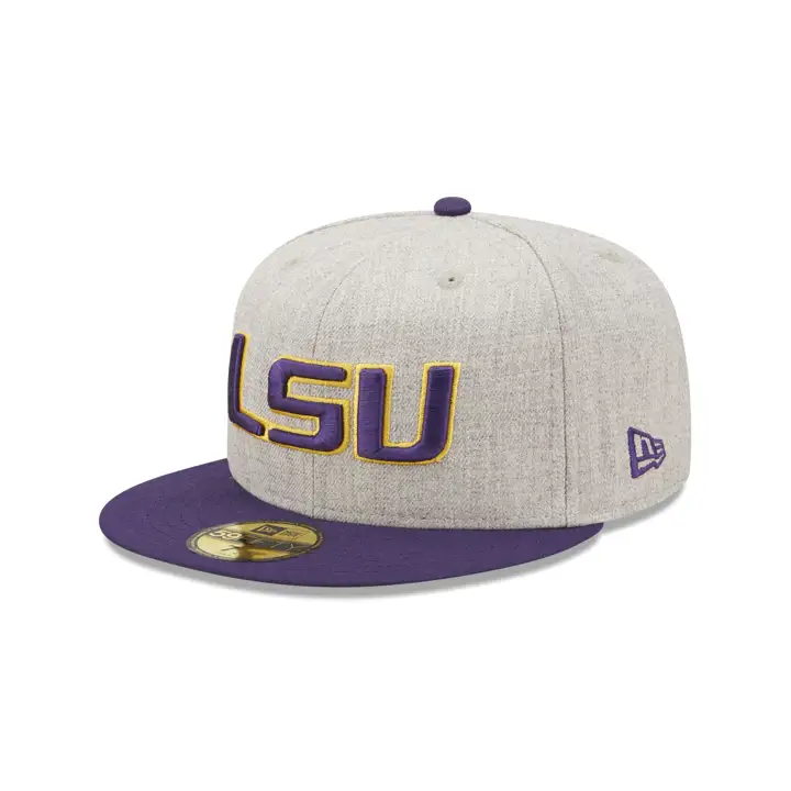 Casquette 59FIFTY NCAA LSU New Era H-Gris avec écusson en tissu chiné