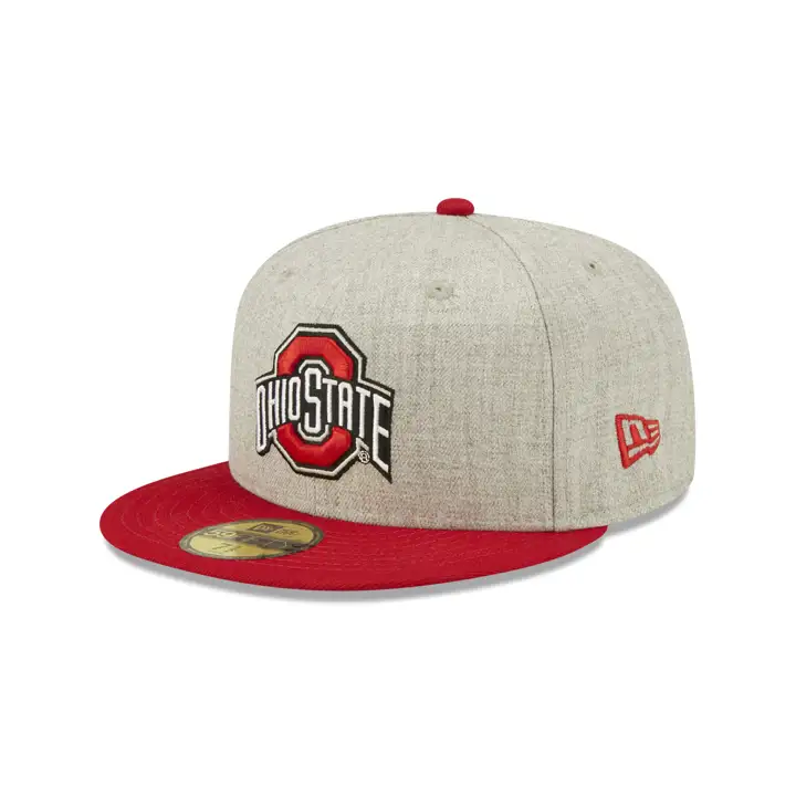 Casquette New Era 59FIFTY Ohio State Buckeyes NCAA en tissu chiné avec écusson – Homme/Femme
