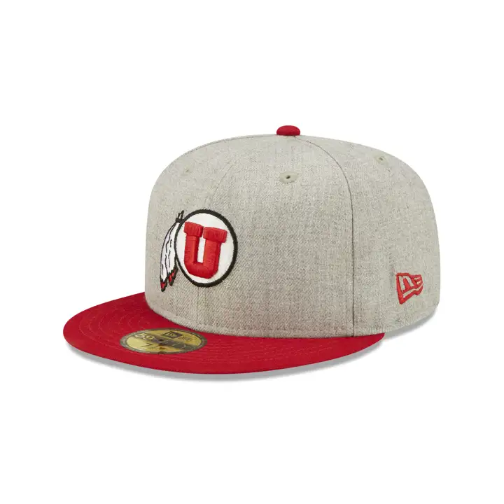 Casquette ajustée 59FIFTY en sergé chiné New Era Utah Utes NCAA – Gris hétérogène