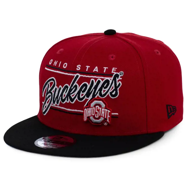 Casquette 9FIFTY New Era rouge et grise Ohio State Buckeyes NCAA Script