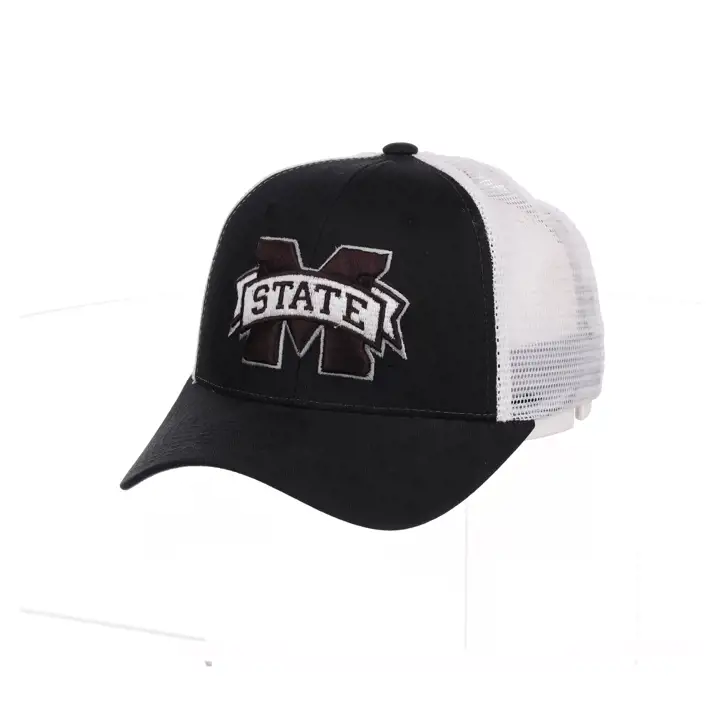 Casquette trucker filet Mississippi State Bulldogs noir/blanc