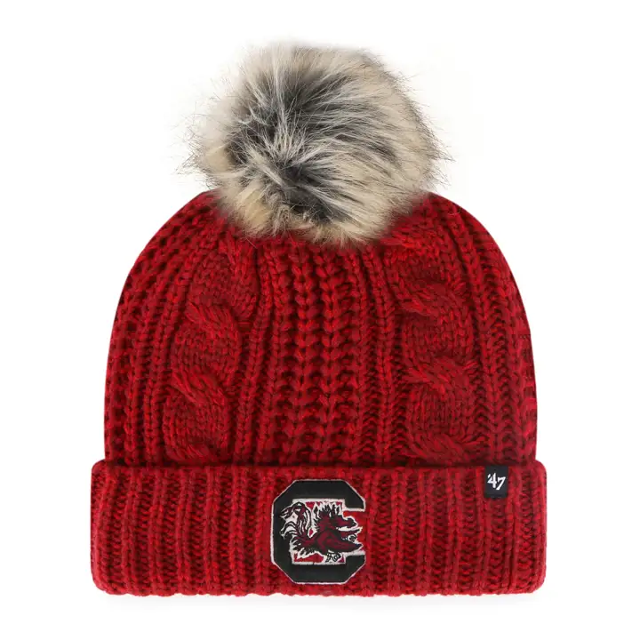 South Carolina Gamecocks Meeko Bonnet à revers Pompon rouge foncé