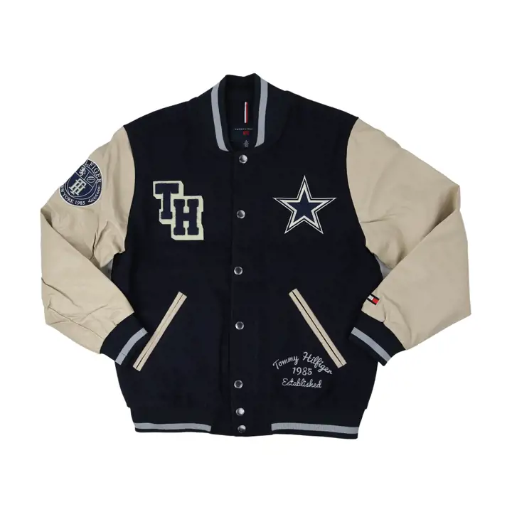 Dallas Cowboys NFL x Tommy Blouson teddy en laine et cuir Bleu marine/