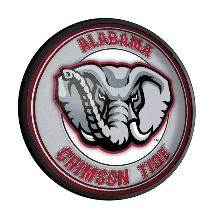 Enseigne murale lumineuse ronde et fine à l'effigie de la mascotte du Crimson Tide de l'Alabama