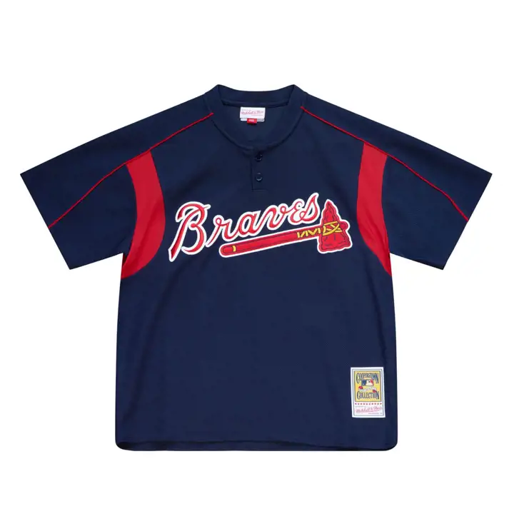 BRAVES MLB M&N Auth BP Mesh Jersey Chipper Jones marine/rouge