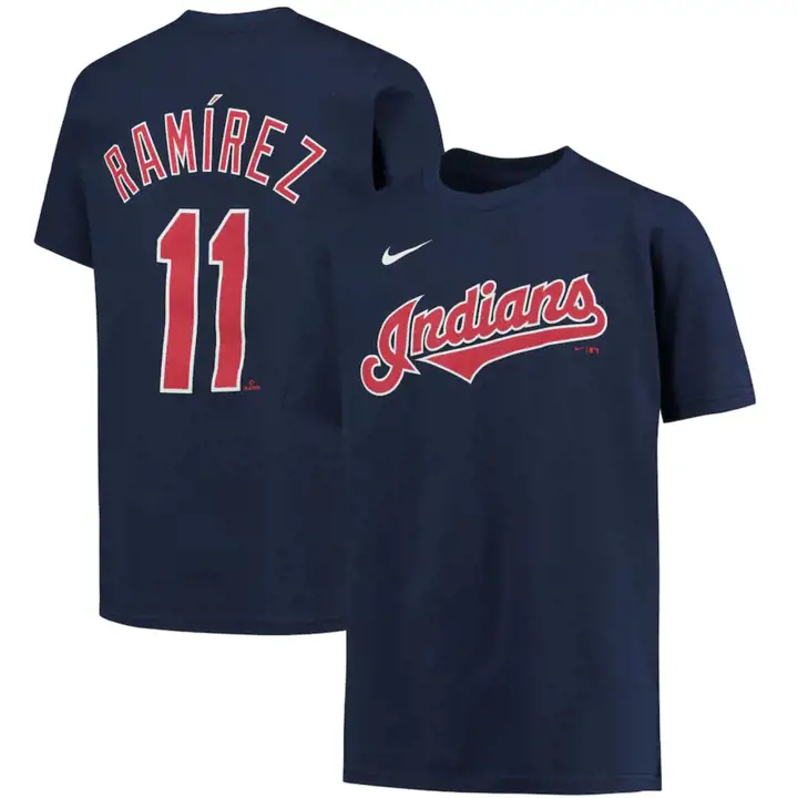 T-shirt Enfant MLB Guardians Nom et Numéro Joueur Jose Ramirez BLEU MARINE