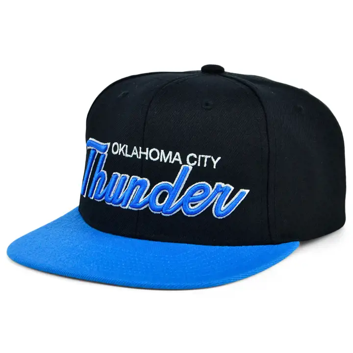 Casquette ajustable noire, bleue et grise Oklahoma City Thunder NBA Classic Script