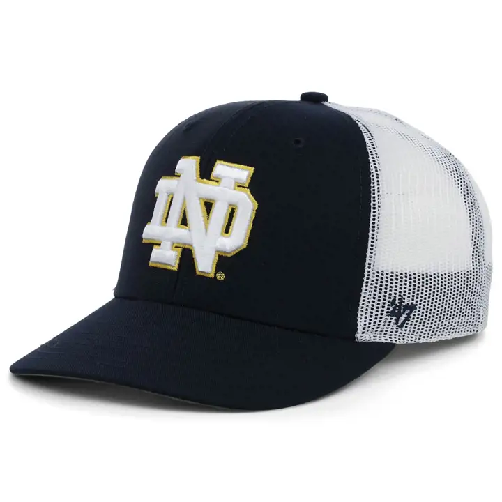 Casquette réglable de camionneur Notre Dame Fighting Irish bleu marine