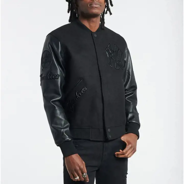 Veste satinée noire triple MLB Pro des New York Yankees