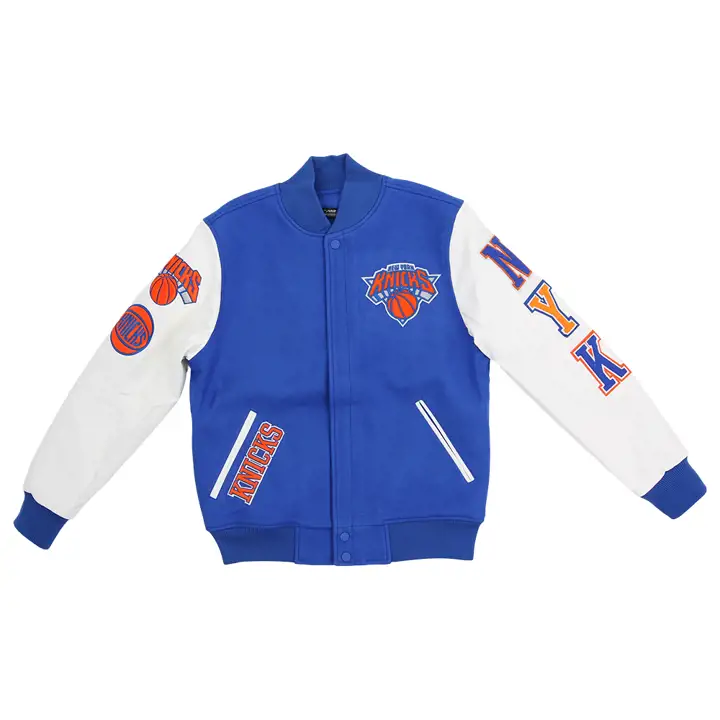 Veste universita ire New York Knicks NBA avec écussons bleu/blanc