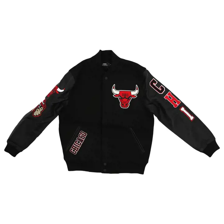 Blouson Teddy Chicago Bulls NBA à écussons rouge/noir