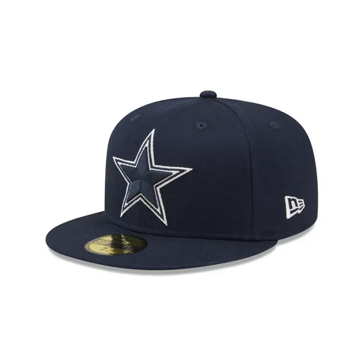 Casquette DALLAS COWBOYS NFL Super Bowl 59FIFTY bleue marine à patch latéral