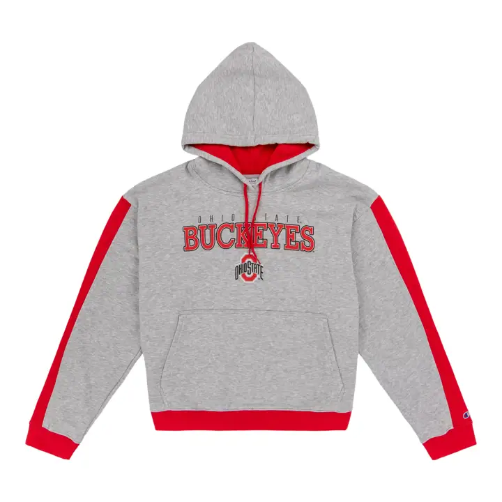 Ohio State Buckeyes Sweat à capuche à rayures sur les manches NCAA pour femme 22 gris