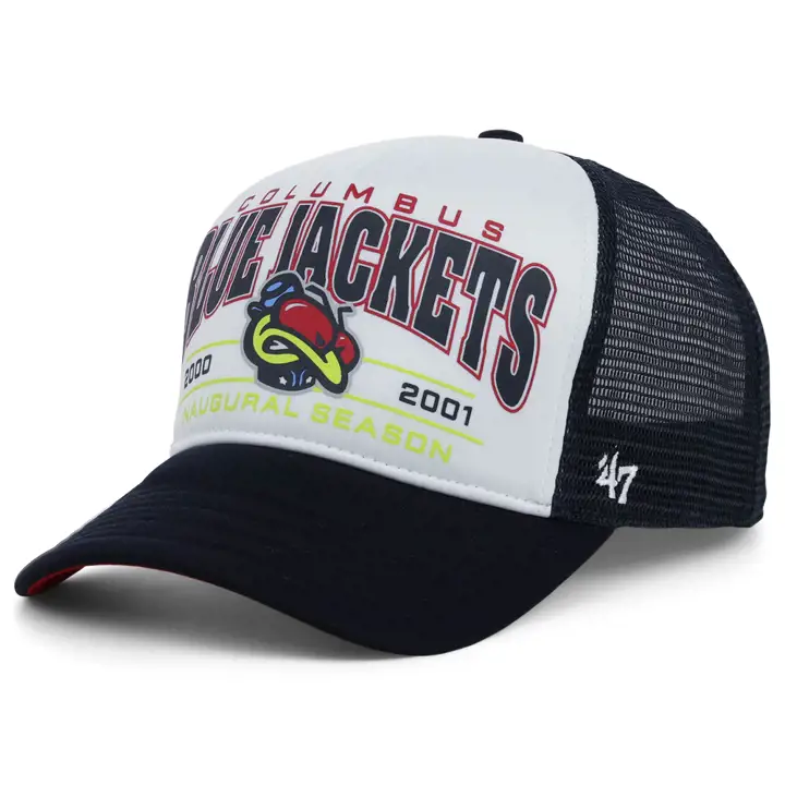 COLUMBUS BLUE JACKETS LNH Casquette de camionneur en mousse à l'avant marine