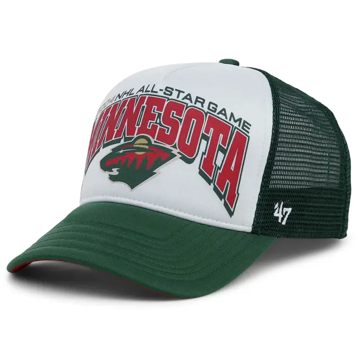 Casquette de camionneur MINNESOTA WILD LNH en mousse devant le maillot vert foncé