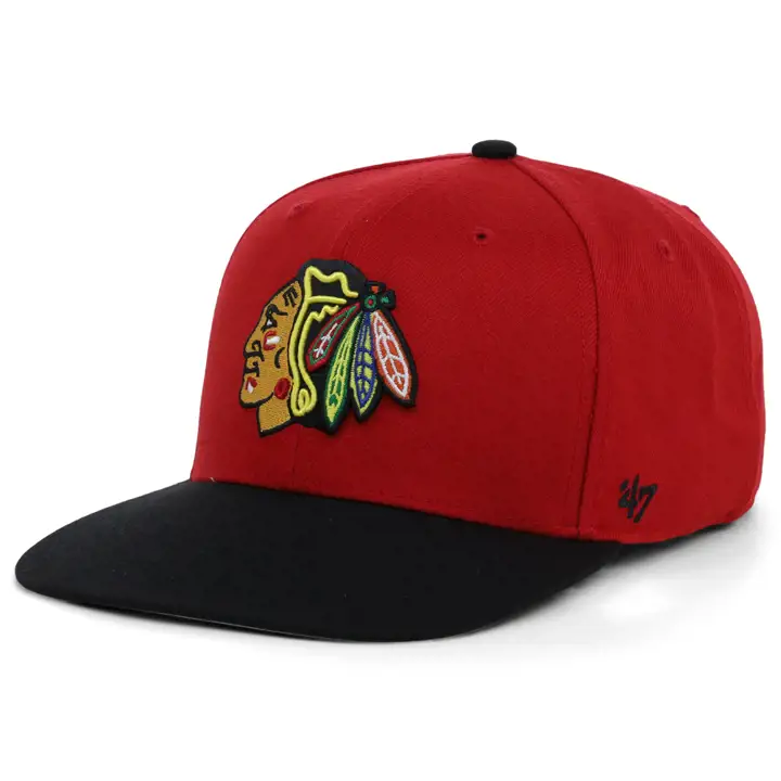 BLACKHAWKS NHL Écusson latéral Casquette snapback noir/rouge