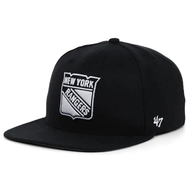 Casquette ajustée professionnelle noire/blanche des Rangers de New York de la LNH