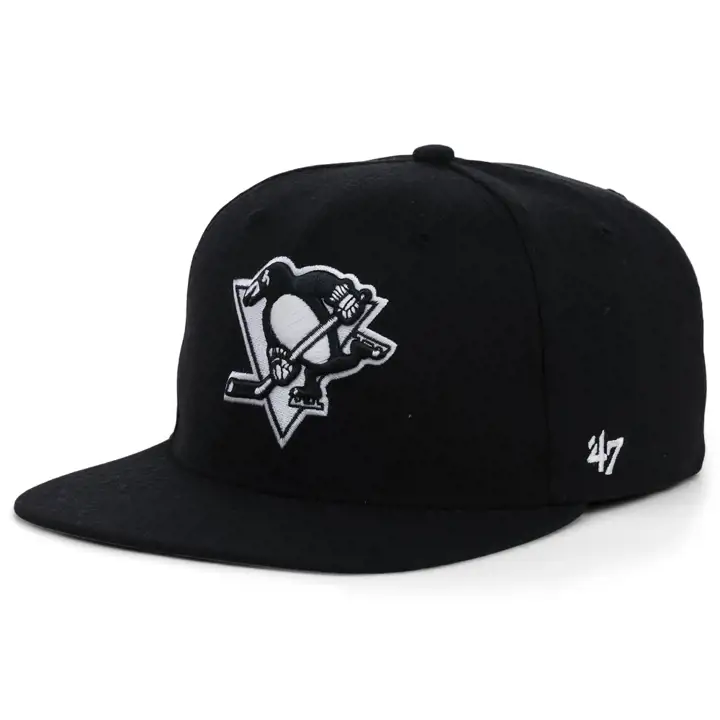 Casquette snapback Pittsburgh Penguins NHL noir et blanc, sans couture, collection Champions