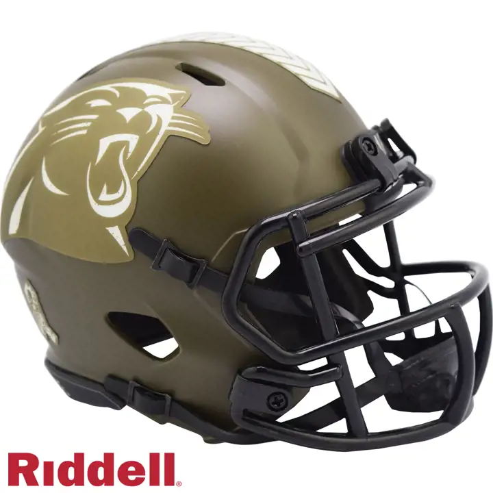 Mini-casque des Panthers de la Caroline « Salute to Service » VERT/BLANC/NOIR