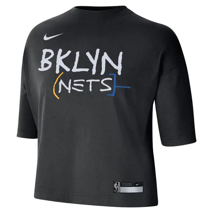 BROOKLYN NETS NBA Tee Boxy Nike Femme CE 22 Noir