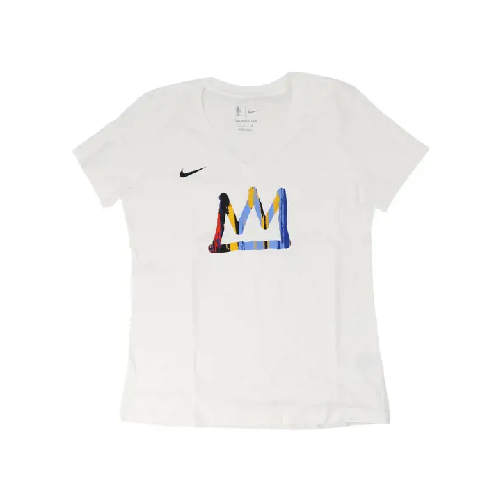 T-shirt col en V BROOKLYN NETS NBA pour femme ES CE Logo 22 Blanc