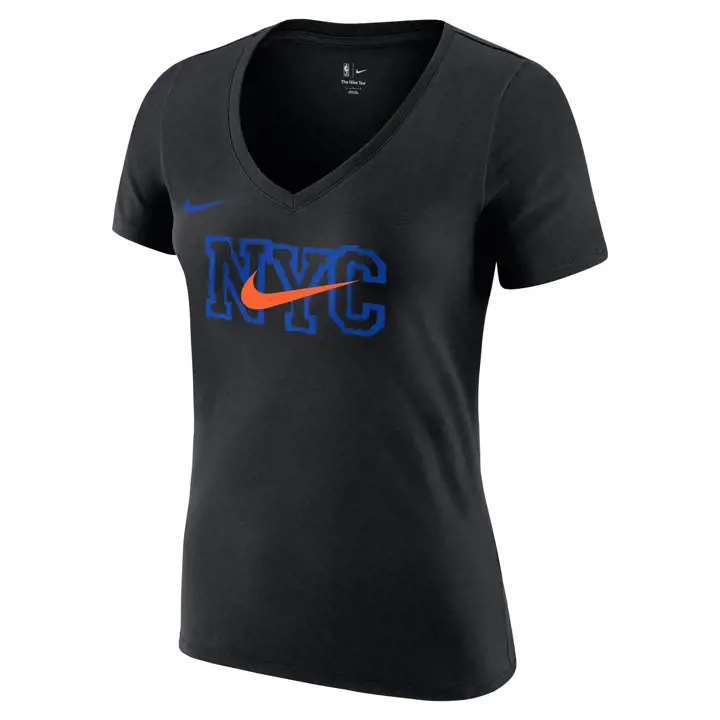 T-shirt col en V NEW YORK KNICKS NBA Femme ES CE Logo 22 Noir