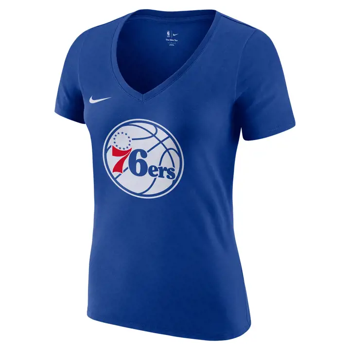 T-shirt en V PHILADELPHIA 76ERS NBA Femme Logo ES CE 22 Bleu