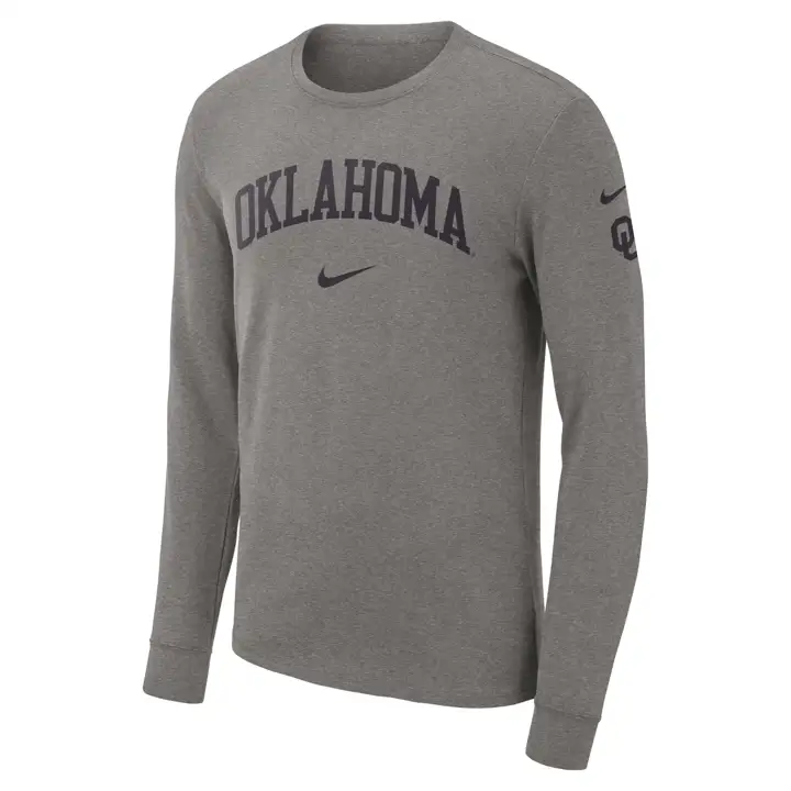 T-shirt manches longues saisonnier en coton NCAA Oklahoma Sooners 22 GRIS