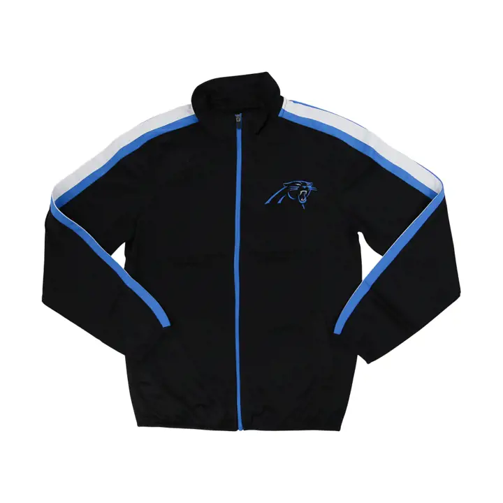 Veste de survêtement classique rayée Carolina Panthers NFL noire/bleue/blanche
