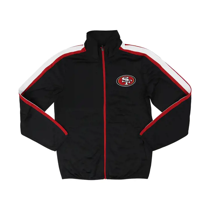 Veste de survêtement NFL Classic Stripe des 49ers de San Francisco noir/rouge/