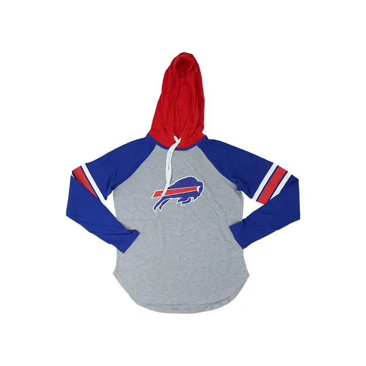 T-shirt à capuchon manches longues Buffalo Bills NFL Fair Ball pour femme 22 H-GRIS