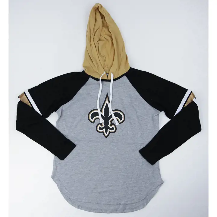 T-shirt à capuchon et manches longues Fair Ball NFL des Saints de la Nouvelle-Orléans pour femme 22 H-