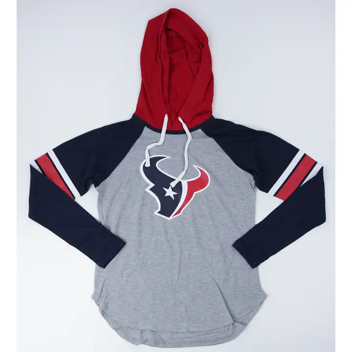 T-shirt à capuchon et manches longues Fair Ball NFL Houston Texans pour femme 22 GRIS CHINÉ