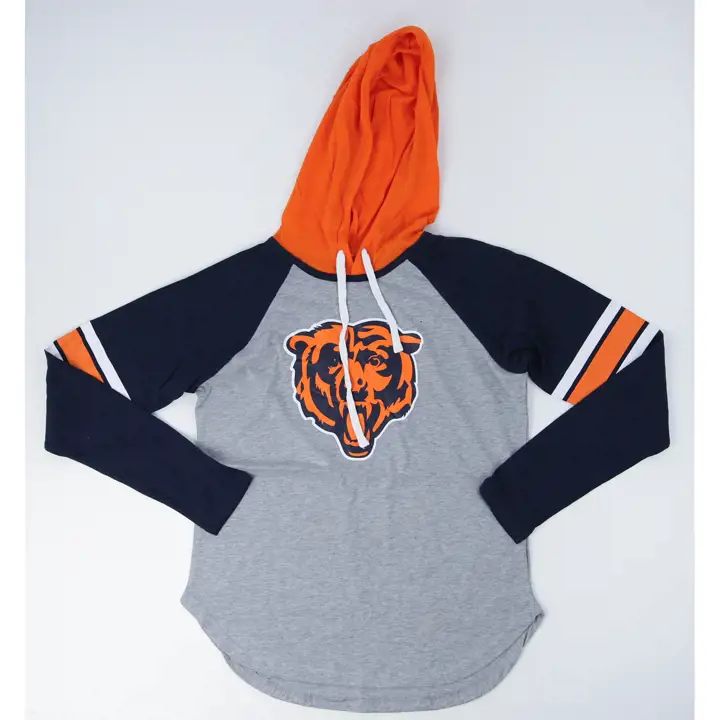 T-shirt à capuche pour femme NFL Chicago Bears Fair Ball manches longues 22 H-GRIS