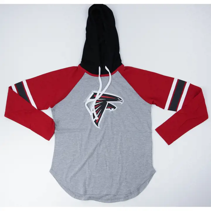 T-shirt à capuchon et manches longues Fair Ball pour femme NFL des Falcons d'Atlanta 22 H-GRA